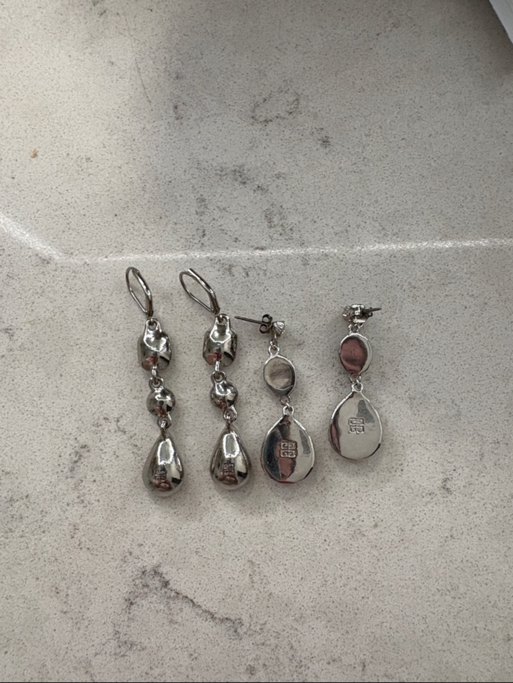 Givenchy Set of 2 Silver-Tone Crystal Teardrop Drop Earrings - Picture 2 of 2